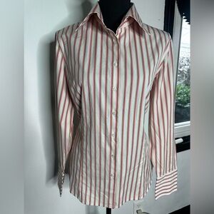Express Peach/Beige/White Striped Button Down Shirt
